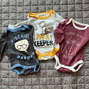 Warner Bros. Harry Potter Bodysuit Trio - Black, Yellow, Maroon